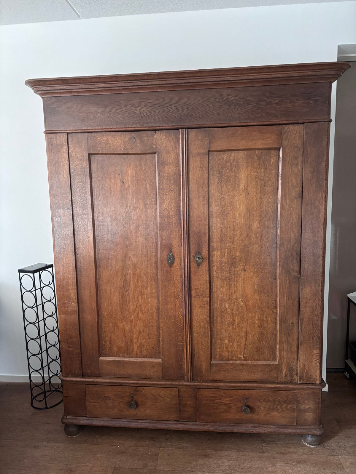 Antieke massieve eikenhouten kast, demontabel, Antiek en Kunst, Ophalen