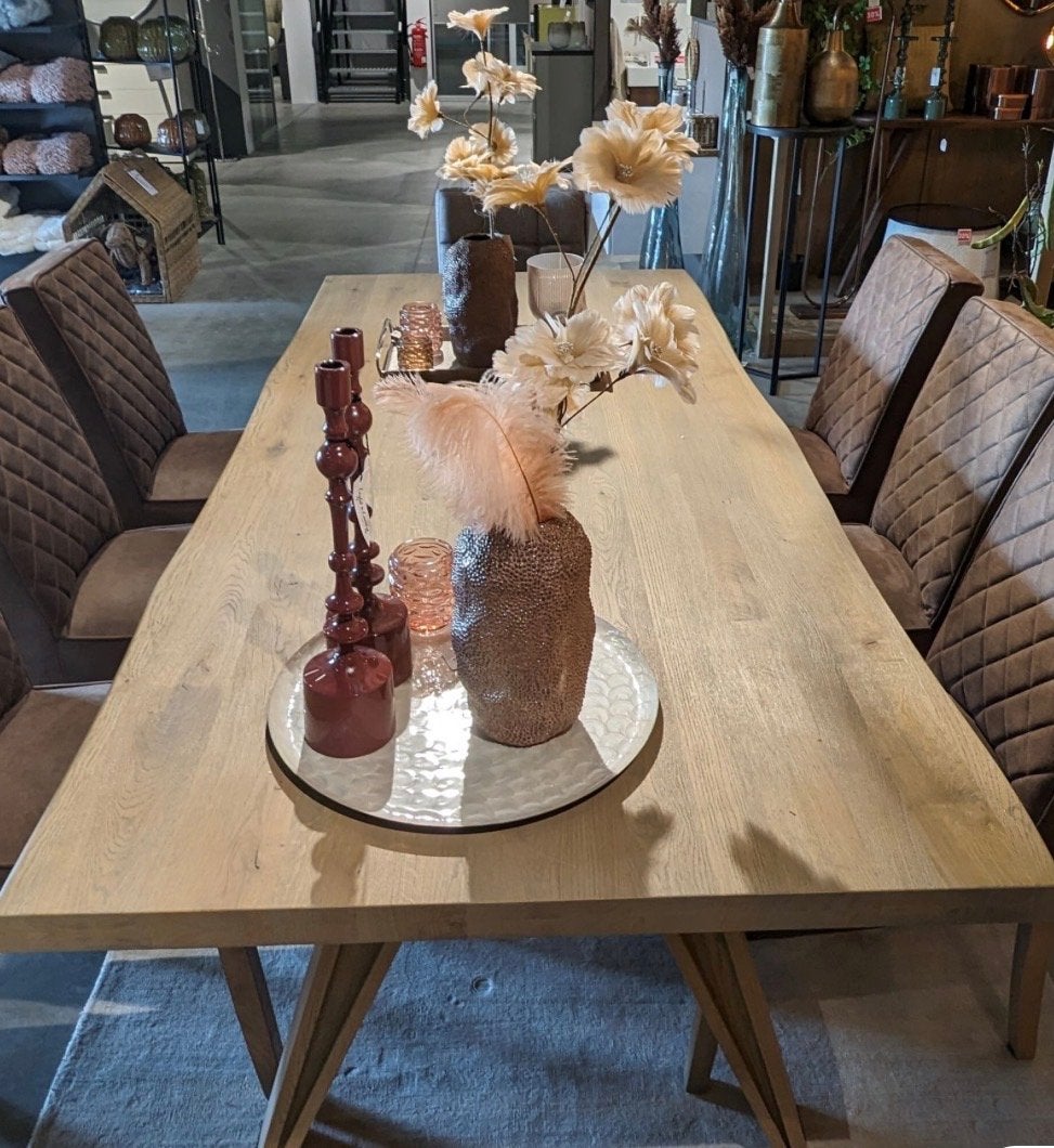 XO Interieur Bole eiken eettafel 220x100 cm z.g.a.n., Ophalen, 100 tot 150 cm, Eikenhout, 200 cm of meer