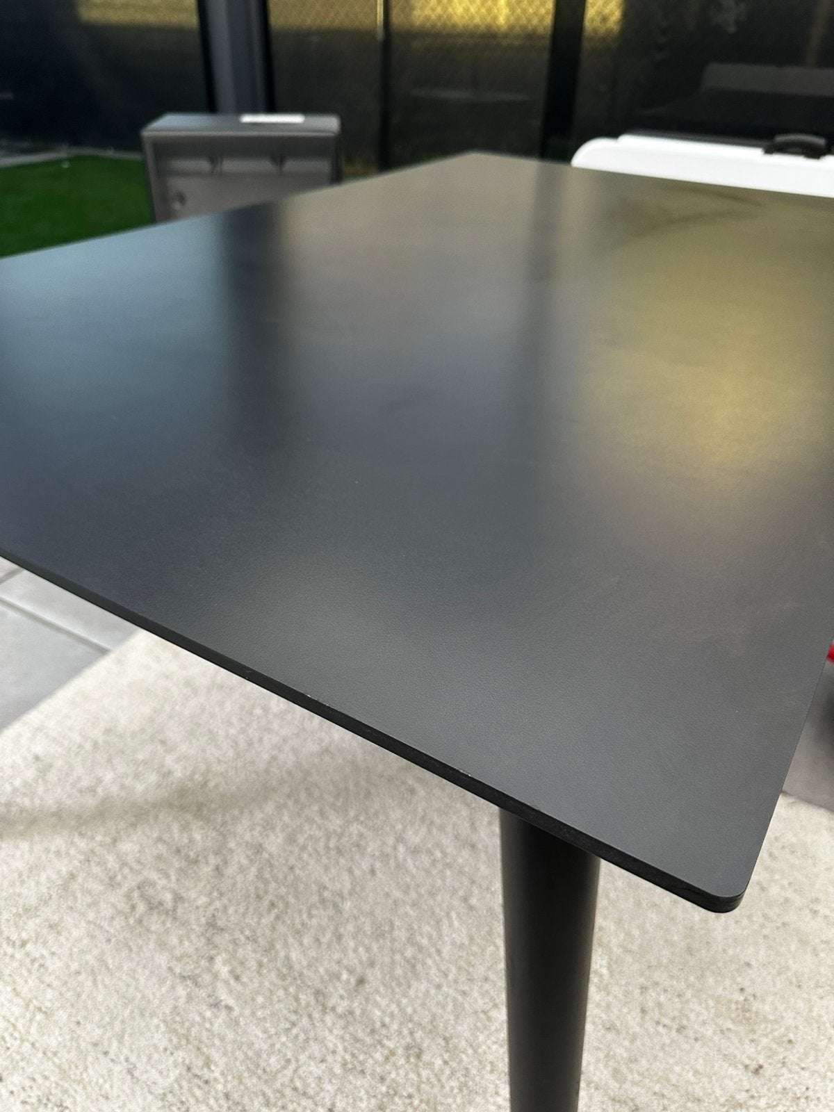 Zwarte moderne eettafel met verlengstuk 150-220L/80B, Ophalen, 50 tot 100 cm, Zo goed als nieuw, Vijf personen of meer