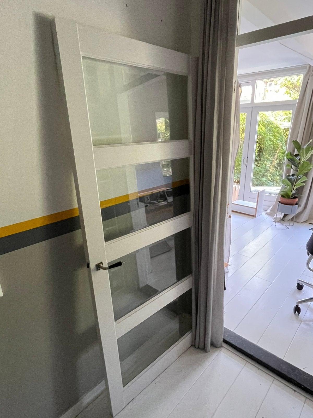 Glazen binnendeur 90x205,7, Doe-het-zelf en Verbouw, Deuren en Horren, Ophalen, Binnendeur, 200 tot 215 cm, Glas