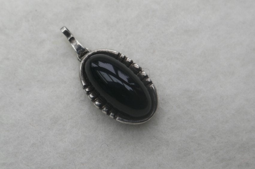 Zilveren hanger met onyx steen, Ophalen of Verzenden, Gebruikt, Zilver, Zilver