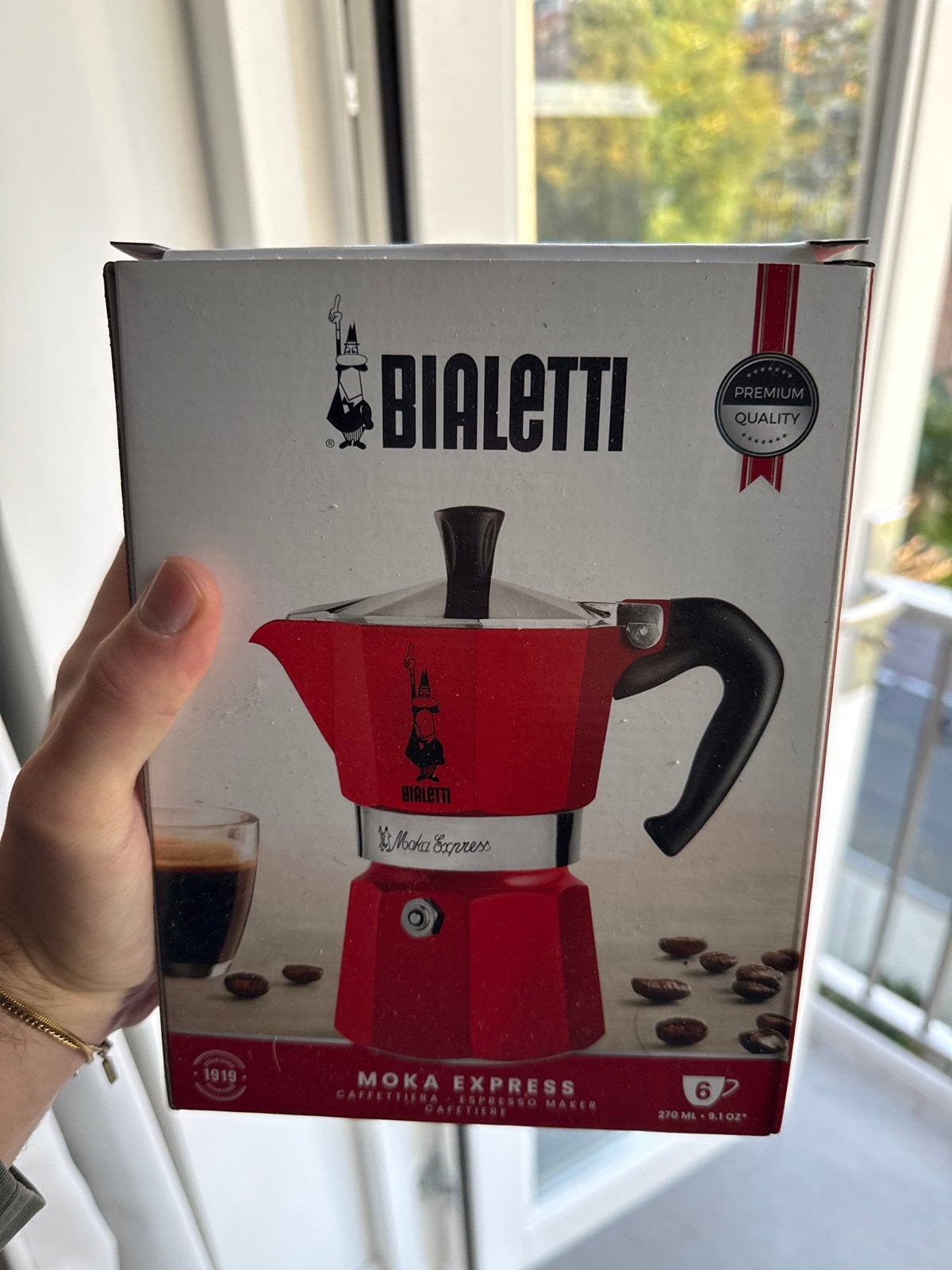 Bialetti Moka Express 6 kops - Rood, Witgoed en Apparatuur, Espresso apparaat, Nieuw, Gemalen koffie, Ophalen of Verzenden