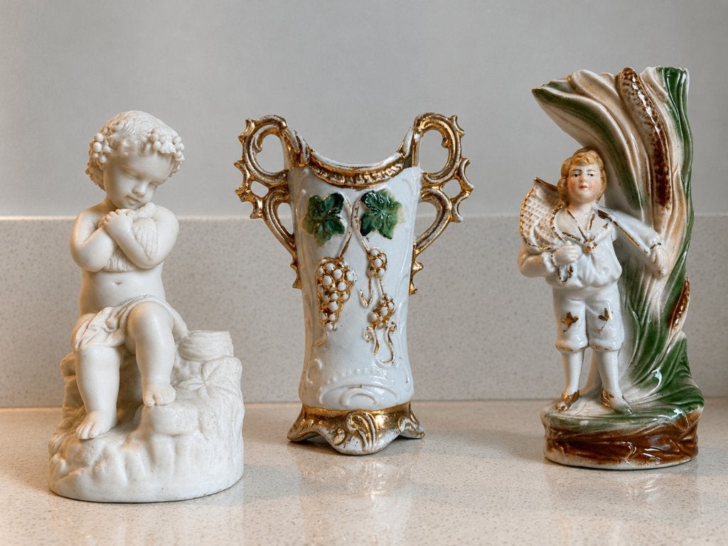 3 oude porseleinen beeldjes voor 1 klein prijsje., Ophalen of Verzenden