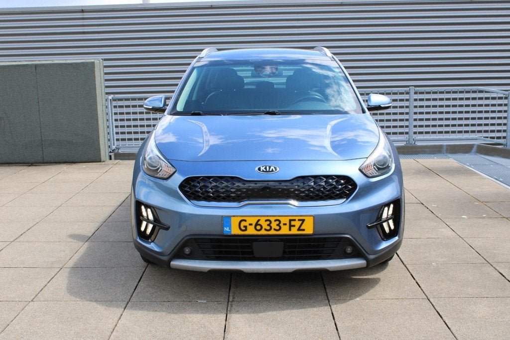 Kia Niro 1.6 GDi Hybrid DynamicLine Navigatie / Camera / Tre, Auto's, Kia, Gebruikt, Euro 6, Blauw, Leder en Stof