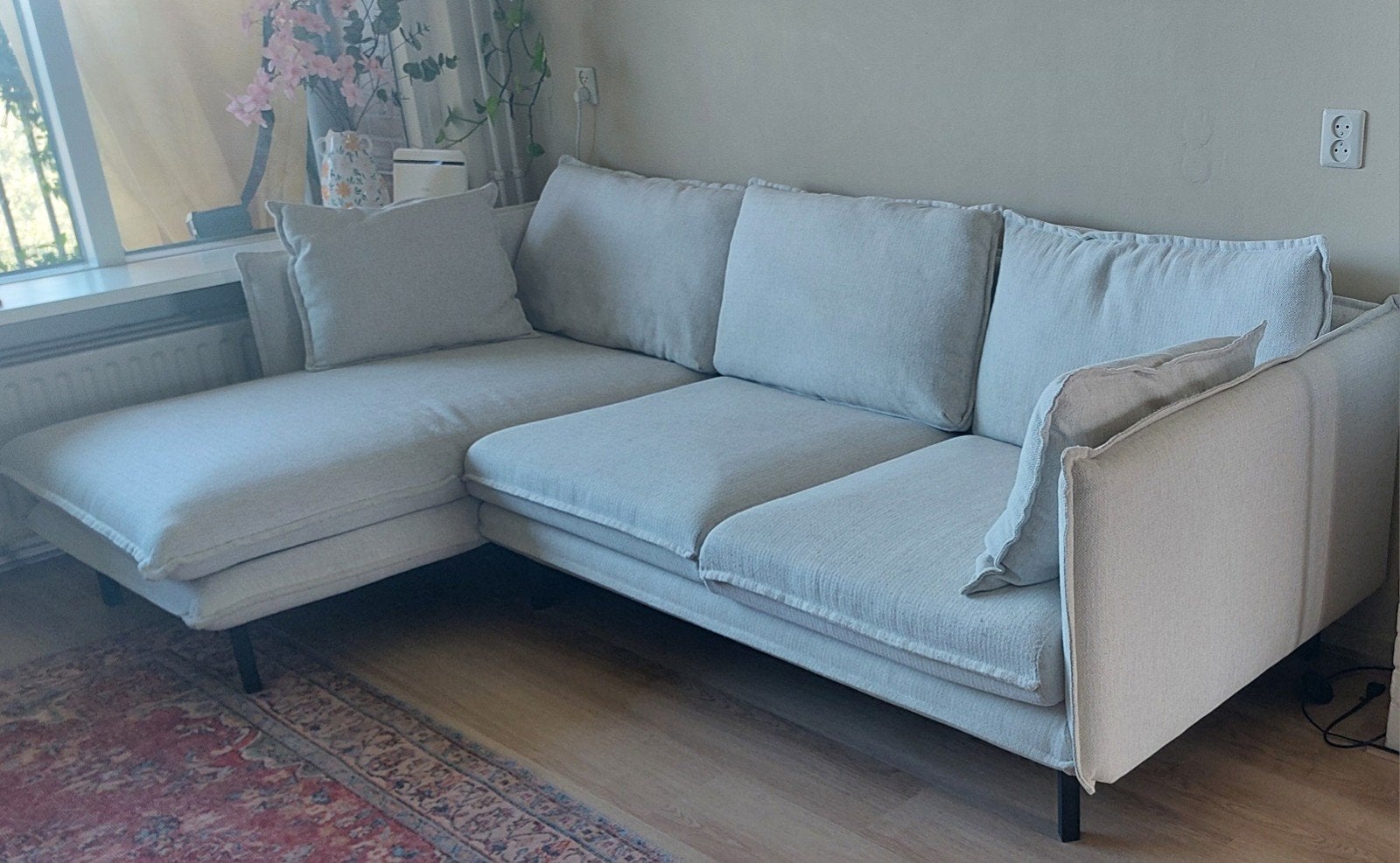 hoekbank Gayle Karwei. Zandkleur. totaal 2.60 cm lang, Ophalen, Gebruikt, Stof