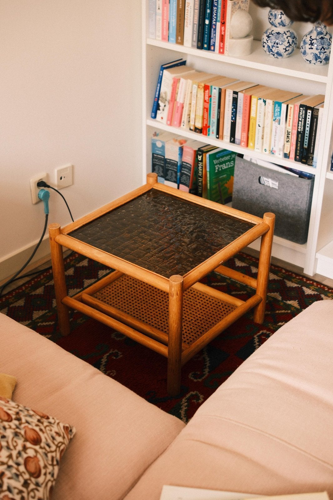 Vintage bijzettafeltje (op te halen vanaf 14 sept), Minder dan 55 cm, Gebruikt, Vierkant, Ophalen