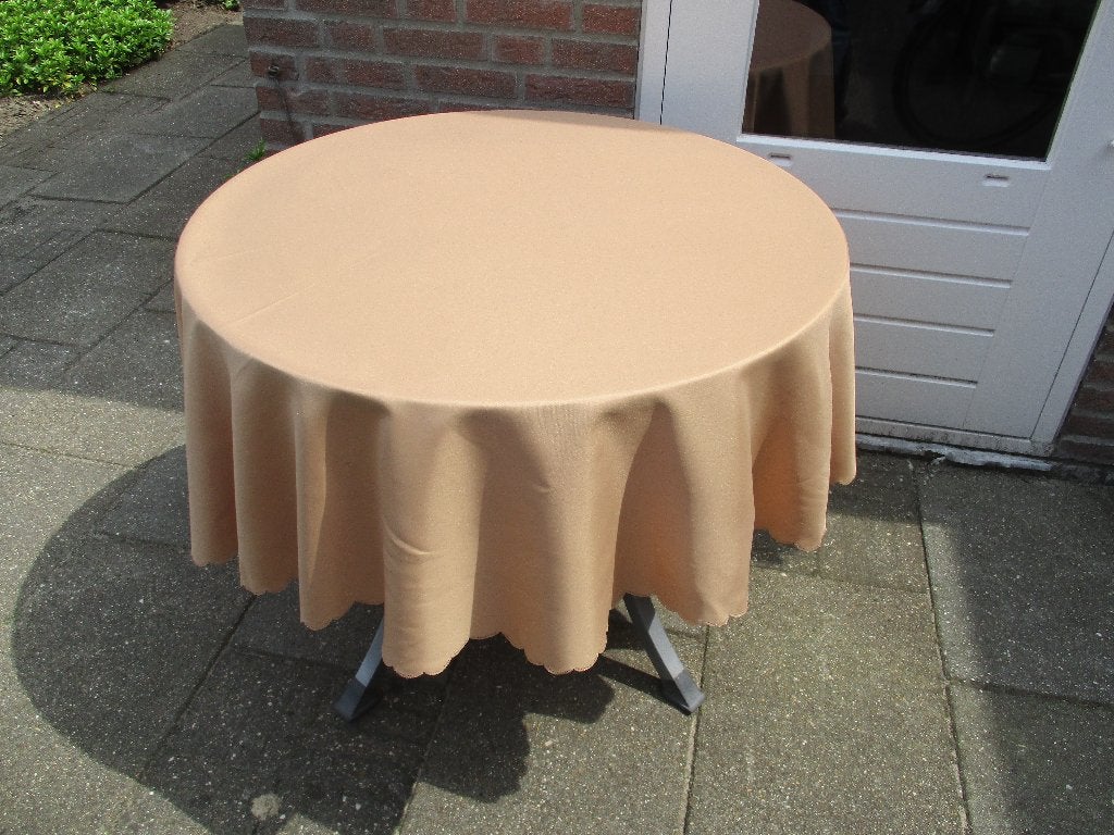 Rond tafelkleed - 180 cm. - goudbruin, Ophalen of Verzenden, Zo goed als nieuw, Rond