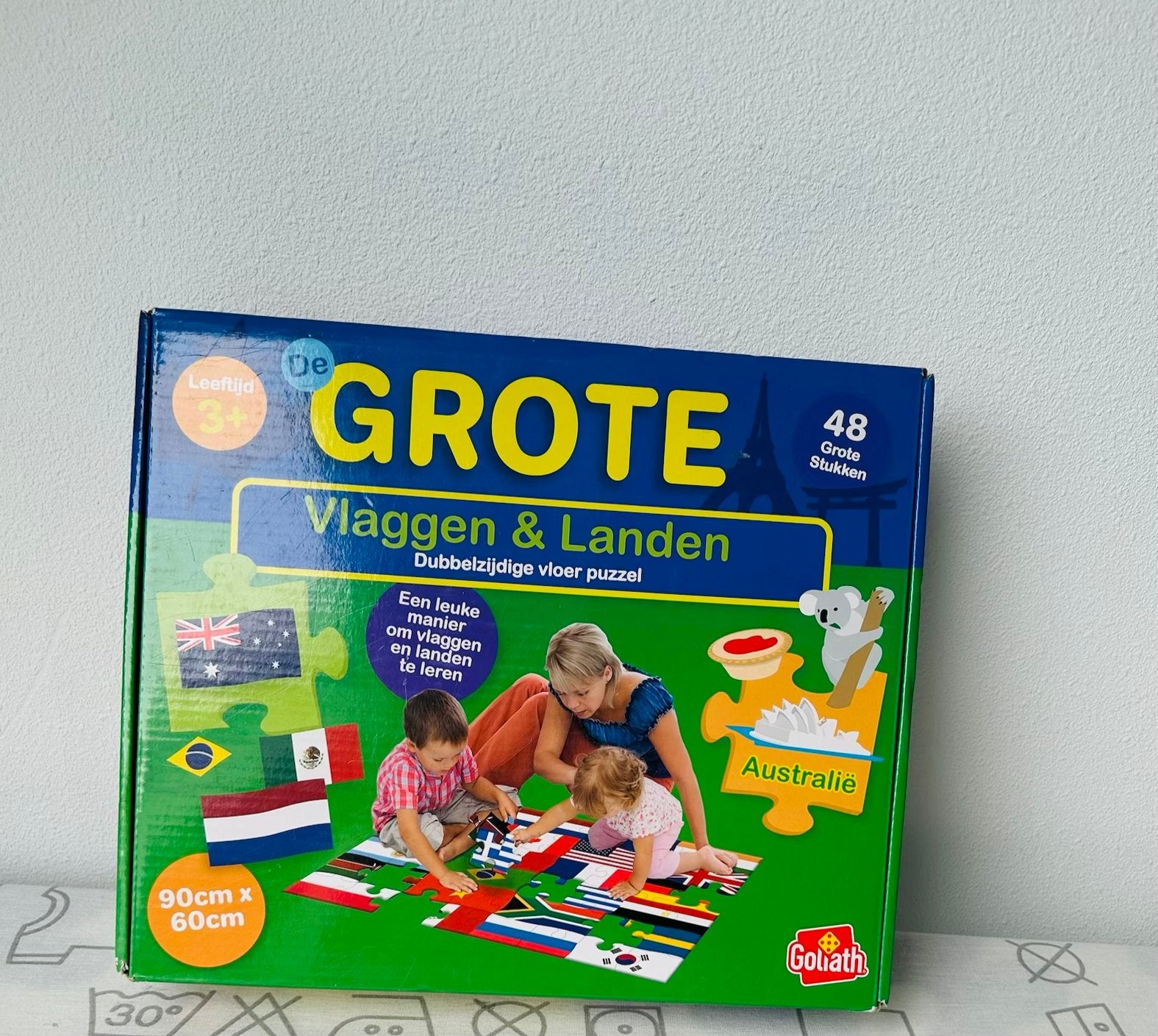 Goliath De Grote Vlaggen & Landen Dubbelzijdige Vloerpuzzel, Ophalen, 10 tot 50 stukjes, Nieuw, 2 tot 4 jaar