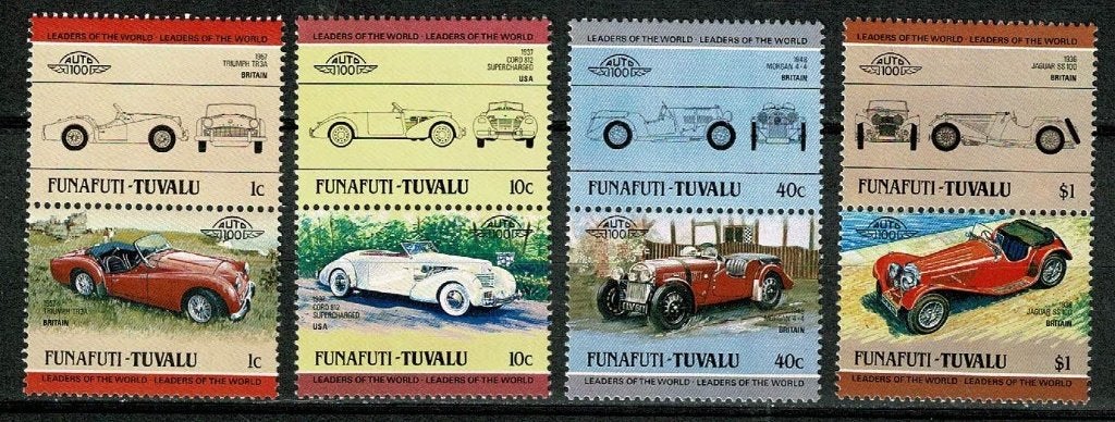 antieke auto's / oude auto/s : serie Funafuti-Tuvalu, Verzenden, Postfris, Auto's