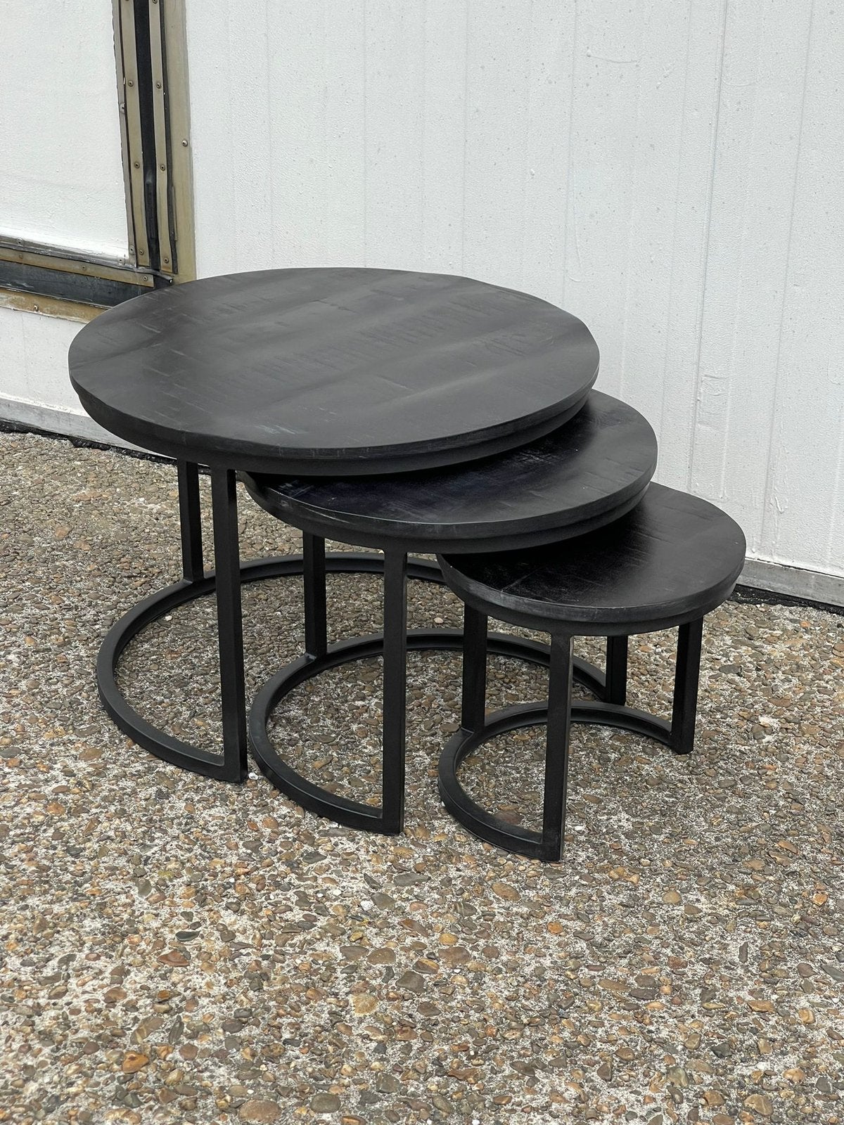 Nieuwe salontafelset mango vintage 3 Delig goud richmond, Ophalen, Nieuw, Rond, Salontafel bijzettafel