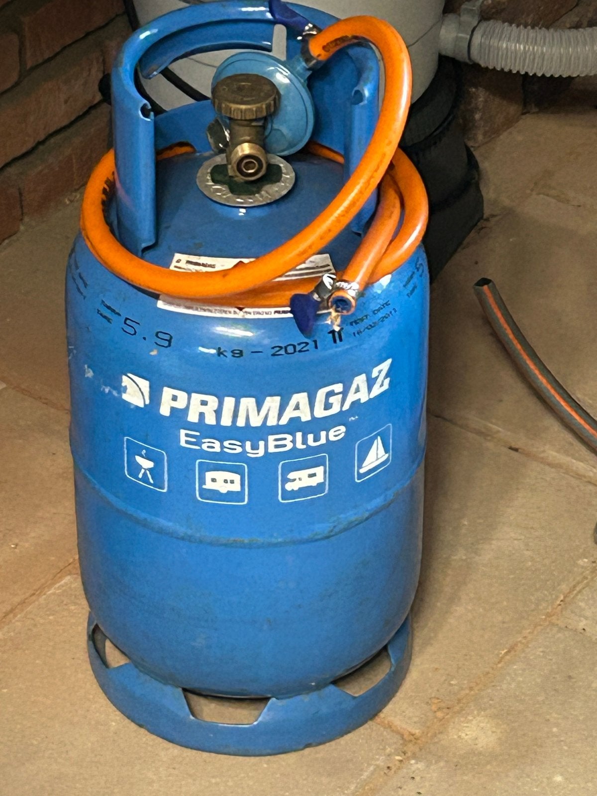 Primagaz EasyBlue gasfles met slang en drukregelaar, Caravans en Kamperen, Ophalen, Gebruikt