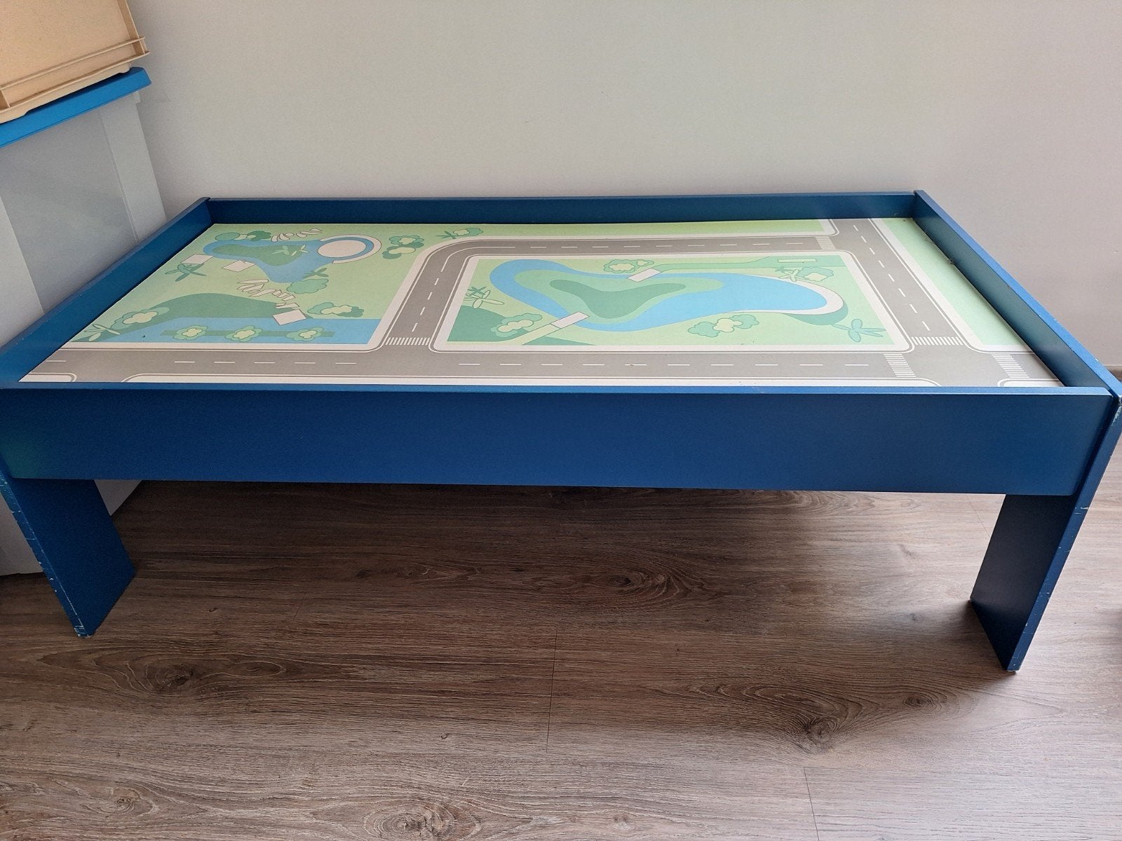 Blauwe speeltafel met wegenpatroon voor kinderen, Kinderen en Baby's, Ophalen, Gebruikt