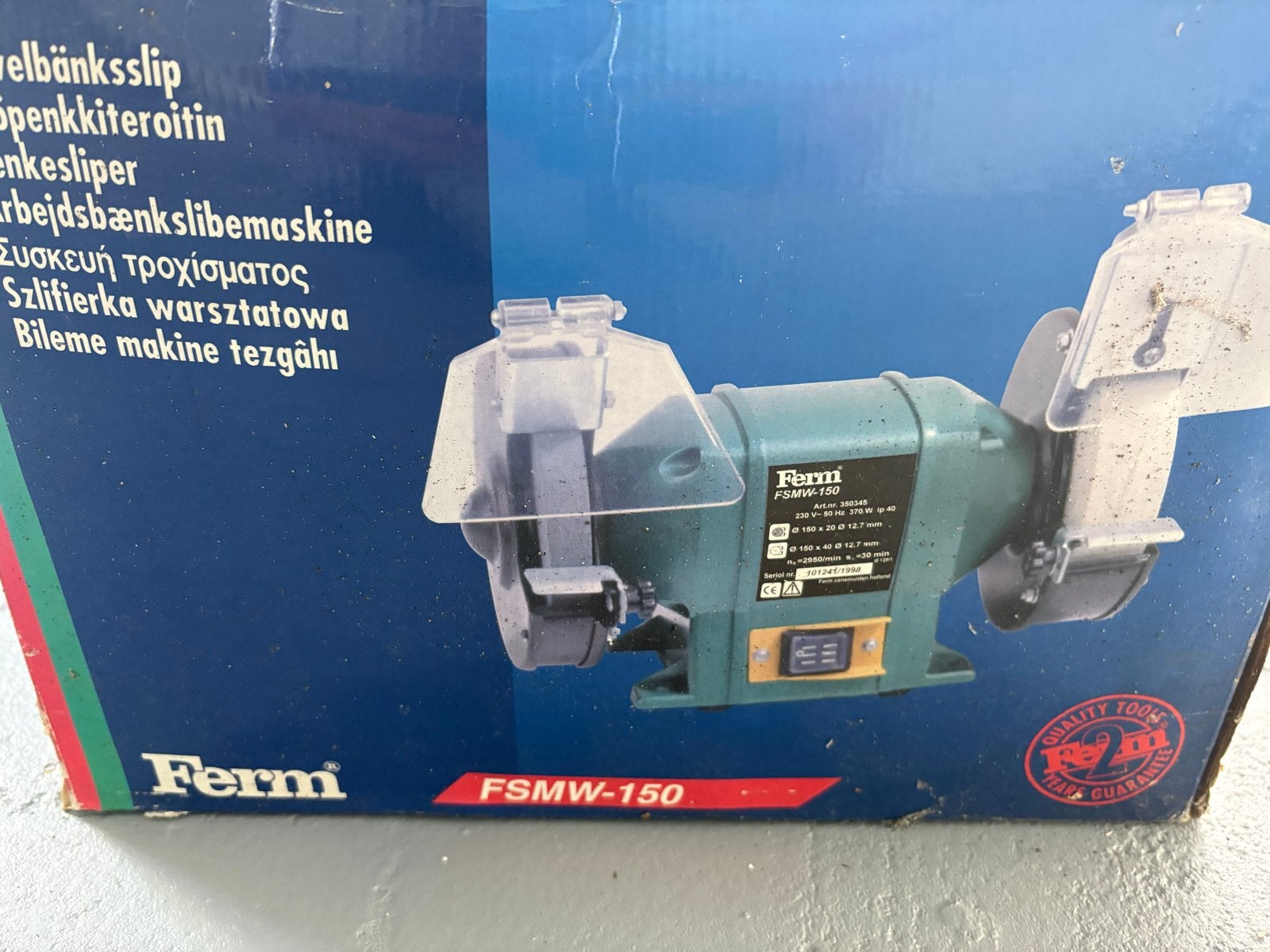 Ferm FSMW-150 Werkbankslijpmachine - Nieuw in doos, Ophalen, Nieuw, Minder dan 700 watt, Werkbankslijpmachine