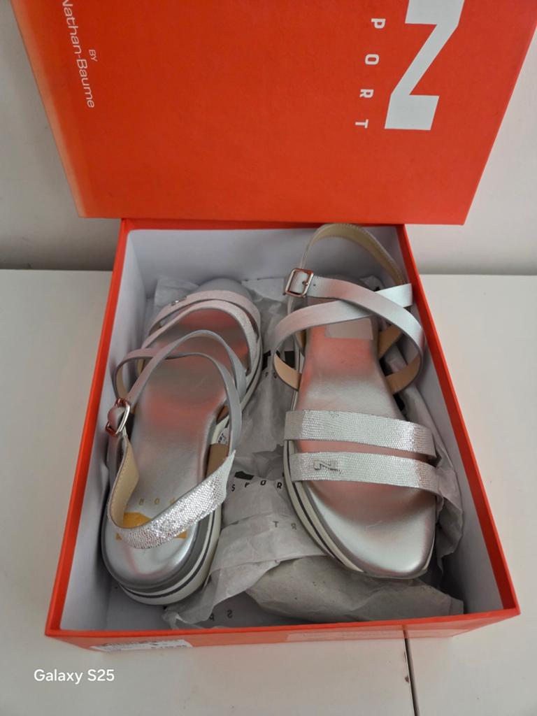 Nieuwe zilveren sandalen Nathan Baume maat 39, Nathan Baume, Ophalen of Verzenden, Nieuw, Sandalen of Muiltjes