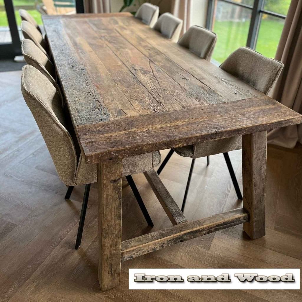 Maatwerk oud eiken barnwood of wagondelen kloostertafels, Ophalen, Nieuw, Hout, Landelijk