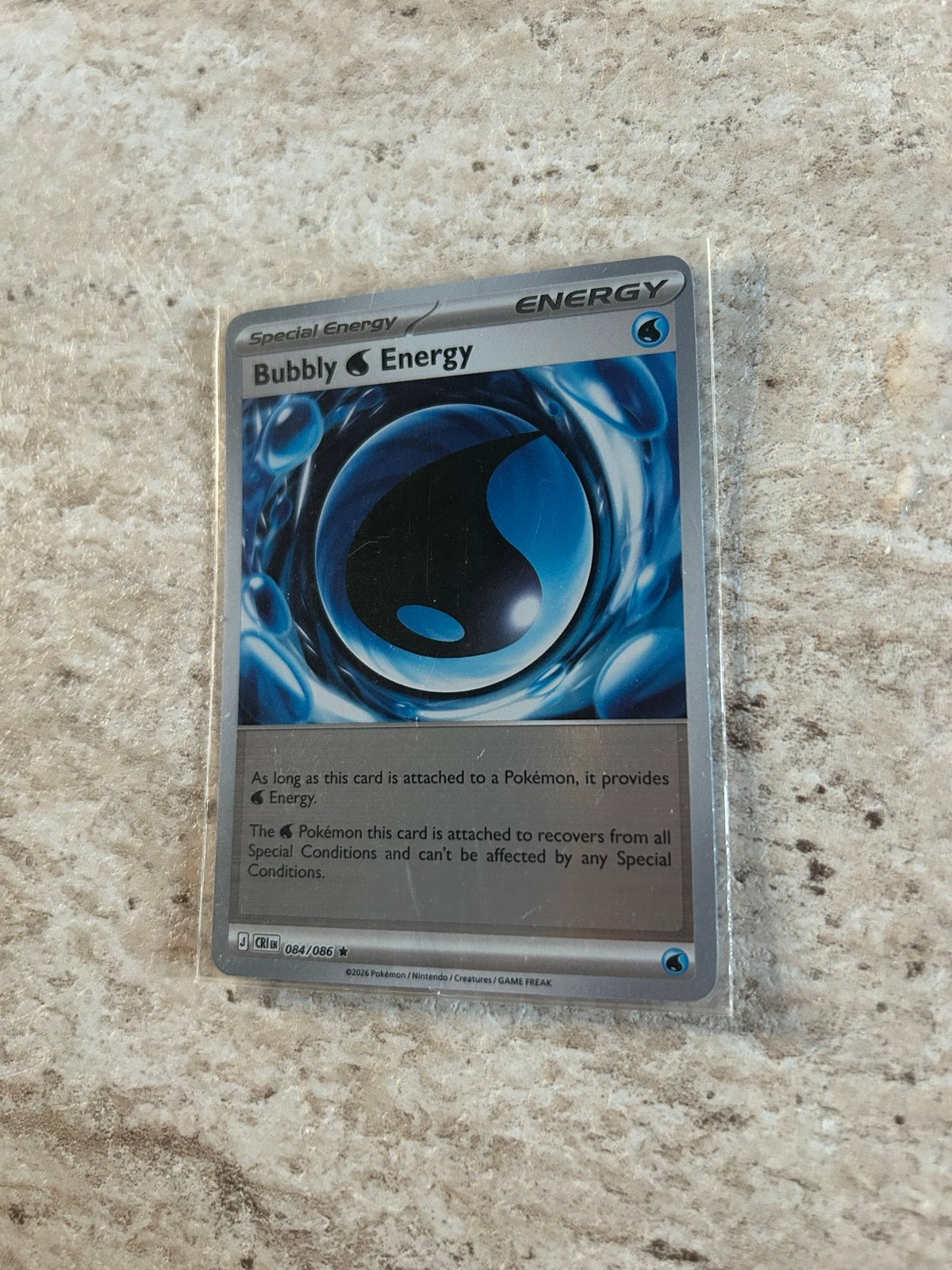 Pokémon Bubbly Energy (cri 084/086) reserve holo, Ophalen of Verzenden, Zo goed als nieuw, Losse kaart, Foil