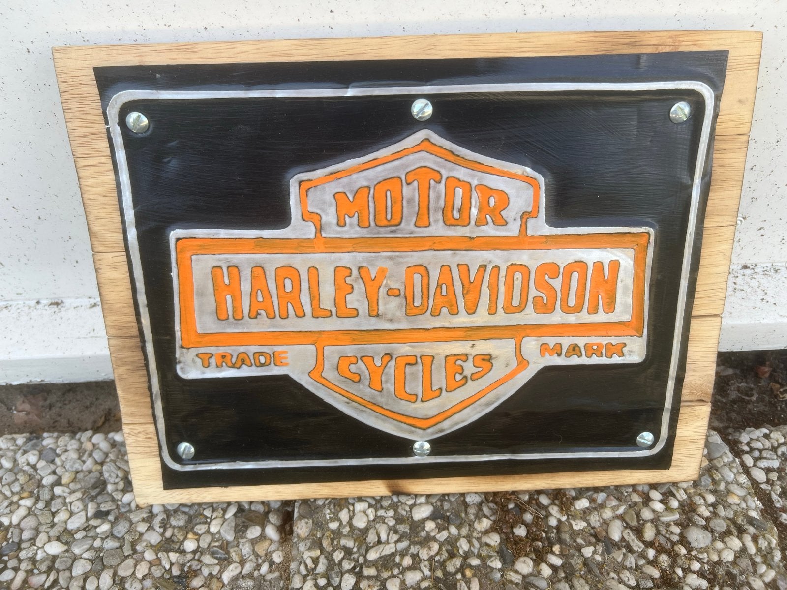 Harley-Davidson Motor Cycles Wandbord Hout/Metaal, Ophalen, Gebruikt, Motoren