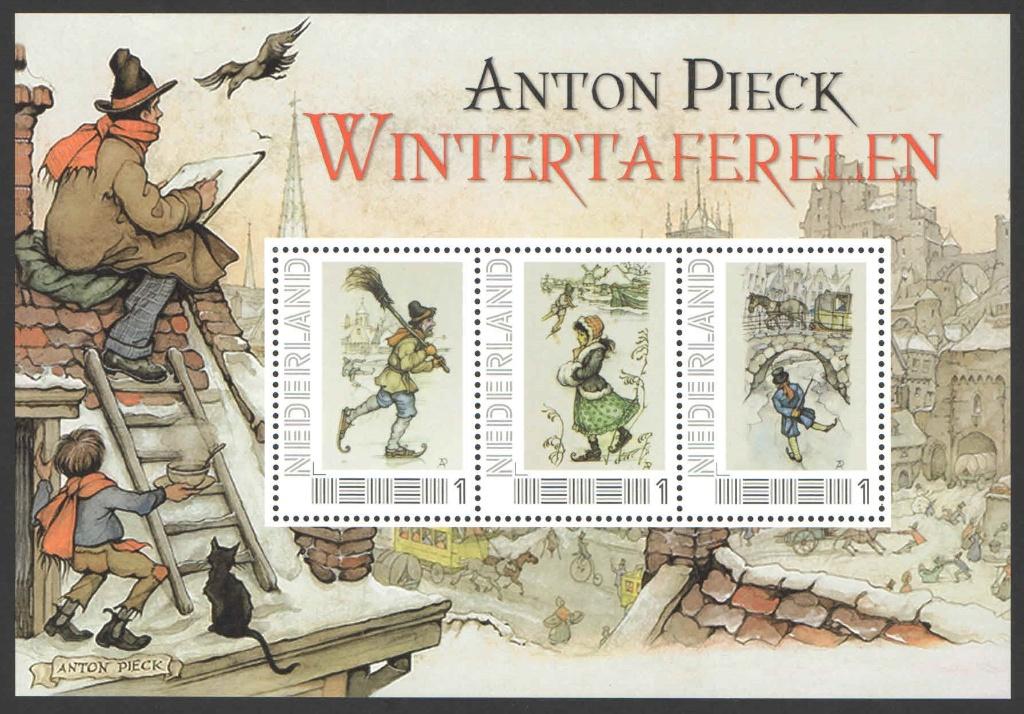 Postzegels Anton Pieck: Wintertafarelen, Postzegels en Munten, Ophalen of Verzenden, Na 1940, Postfris
