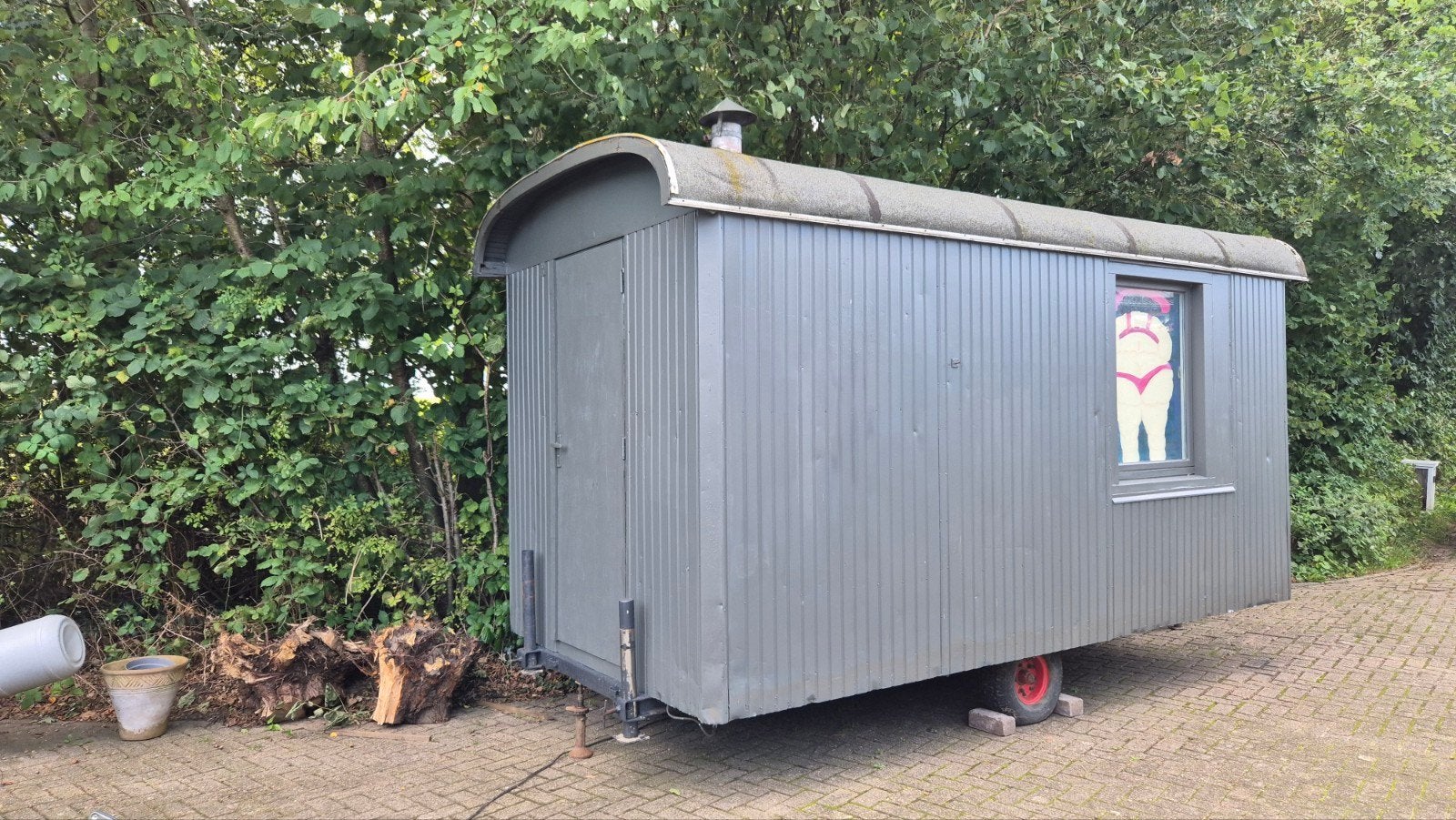 Unieke Metaal Pipowagen/Tiny House op wielen,, Doe-het-zelf en Verbouw, Bouwketen en Schaftketen, Ophalen, Gebruikt