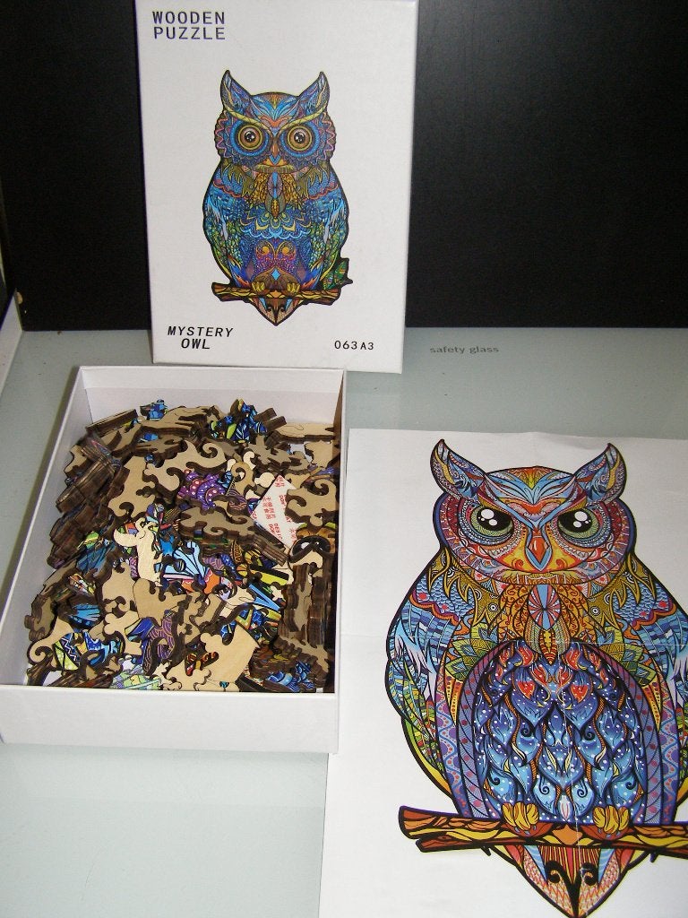 Houten puzzel uil, Ophalen of Verzenden, Minder dan 500 stukjes, Zo goed als nieuw