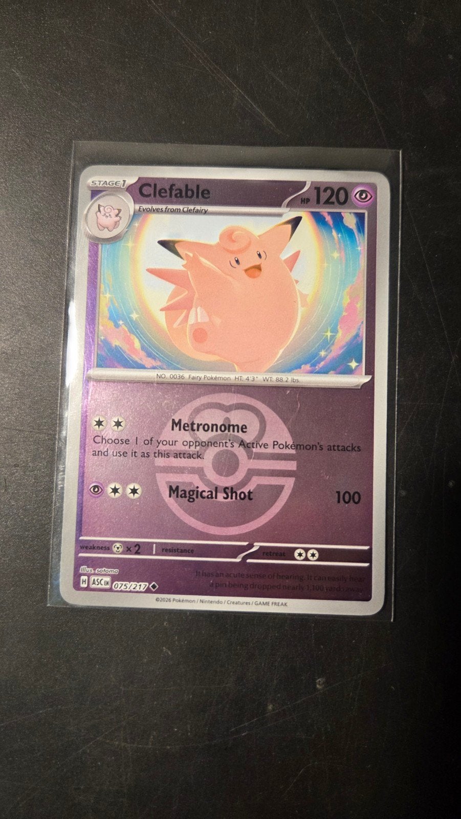 Clefable 075/217 - Ascended Heroes Pokémon Kaart, Verzenden, Zo goed als nieuw, Losse kaart, Foil