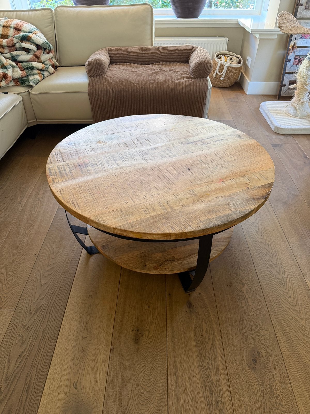 Salontafel mangohout 90 cm, Ophalen, Gebruikt, Rond, 50 tot 100 cm