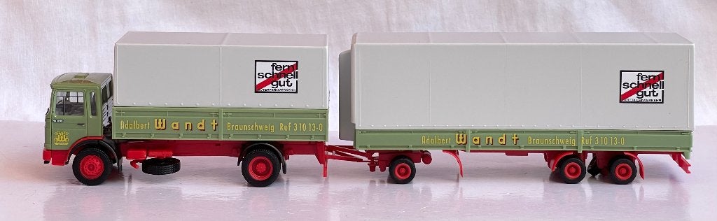 Herpa 154581: MAN F8 Transmaximum combinatie "Wandt", Ophalen of Verzenden, Zo goed als nieuw, Bus of Vrachtwagen, Herpa