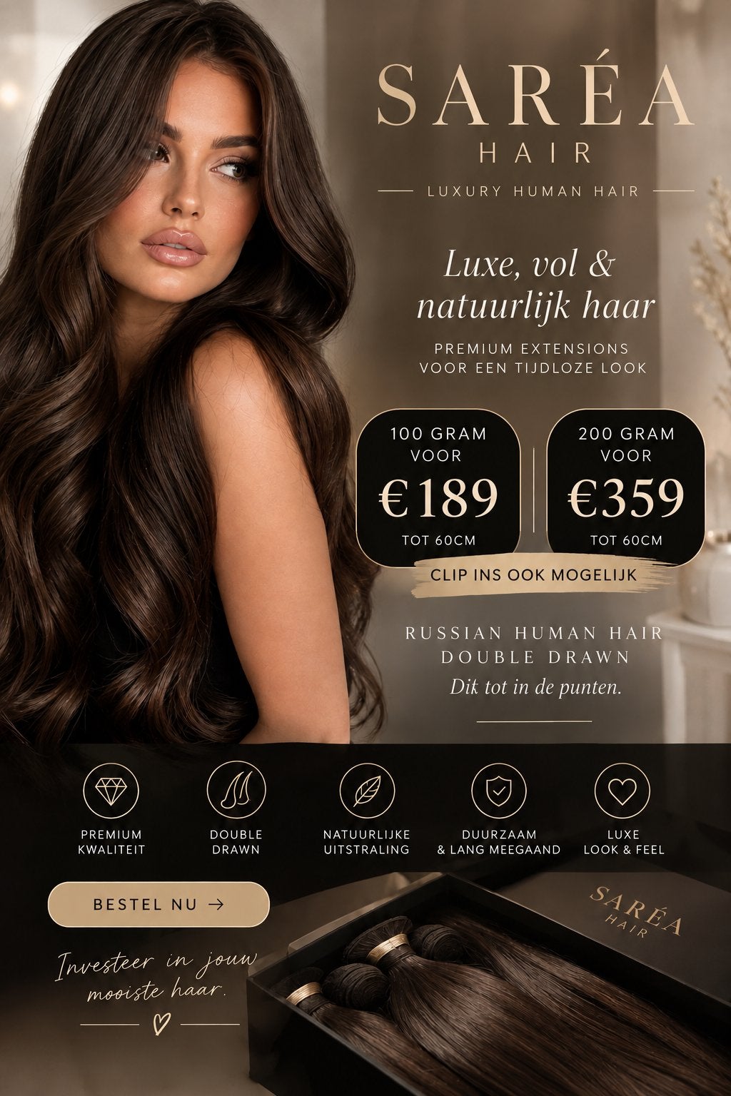 Russian echthaar extensions, Ophalen of Verzenden, Nieuw, Pruik of Haarverlenging