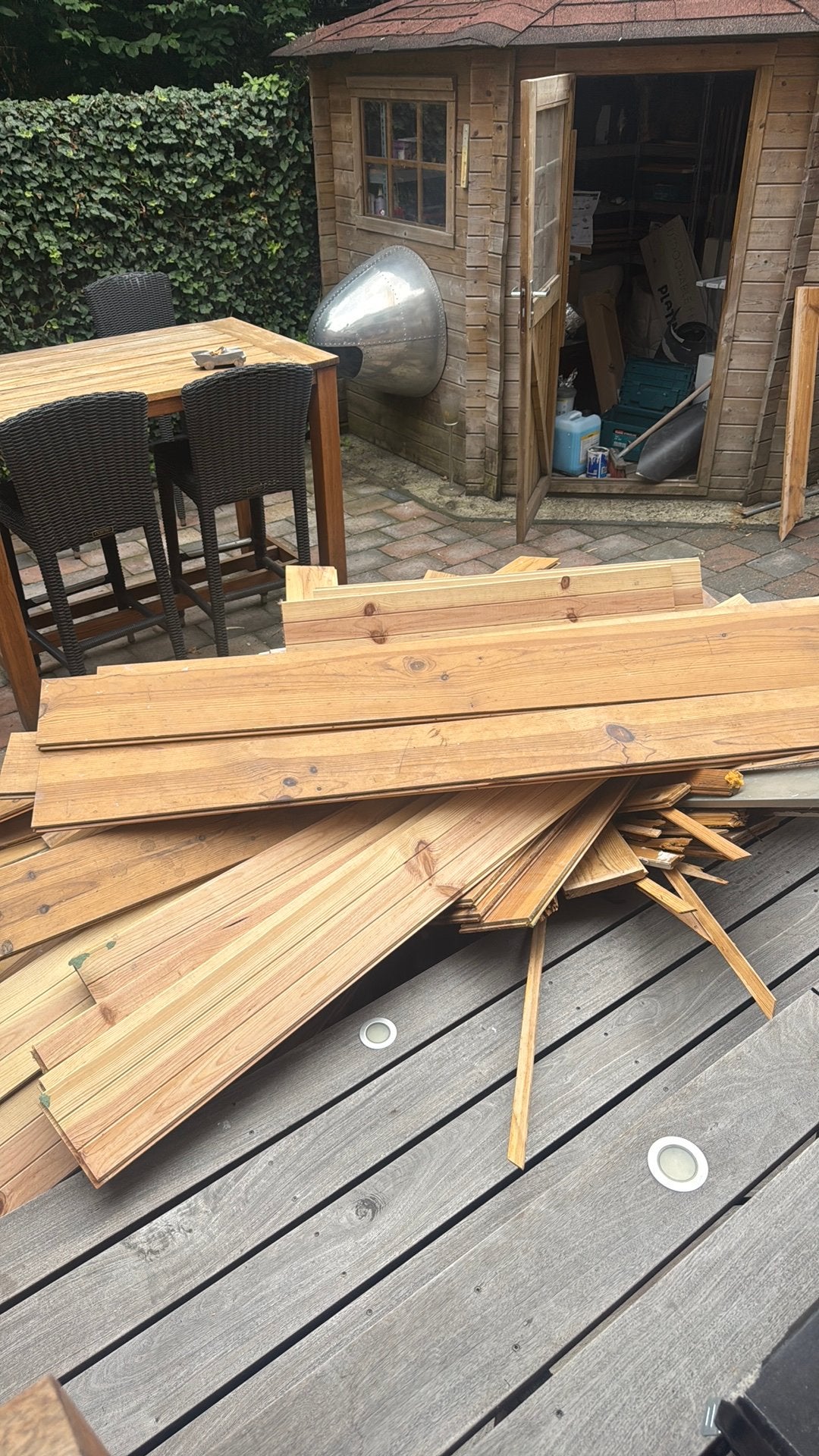 Grenenhouten vloer/brandhout, Tuin en Terras, Palen, Balken en Planken, Ophalen, Zo goed als nieuw, Minder dan 180 cm, Planken