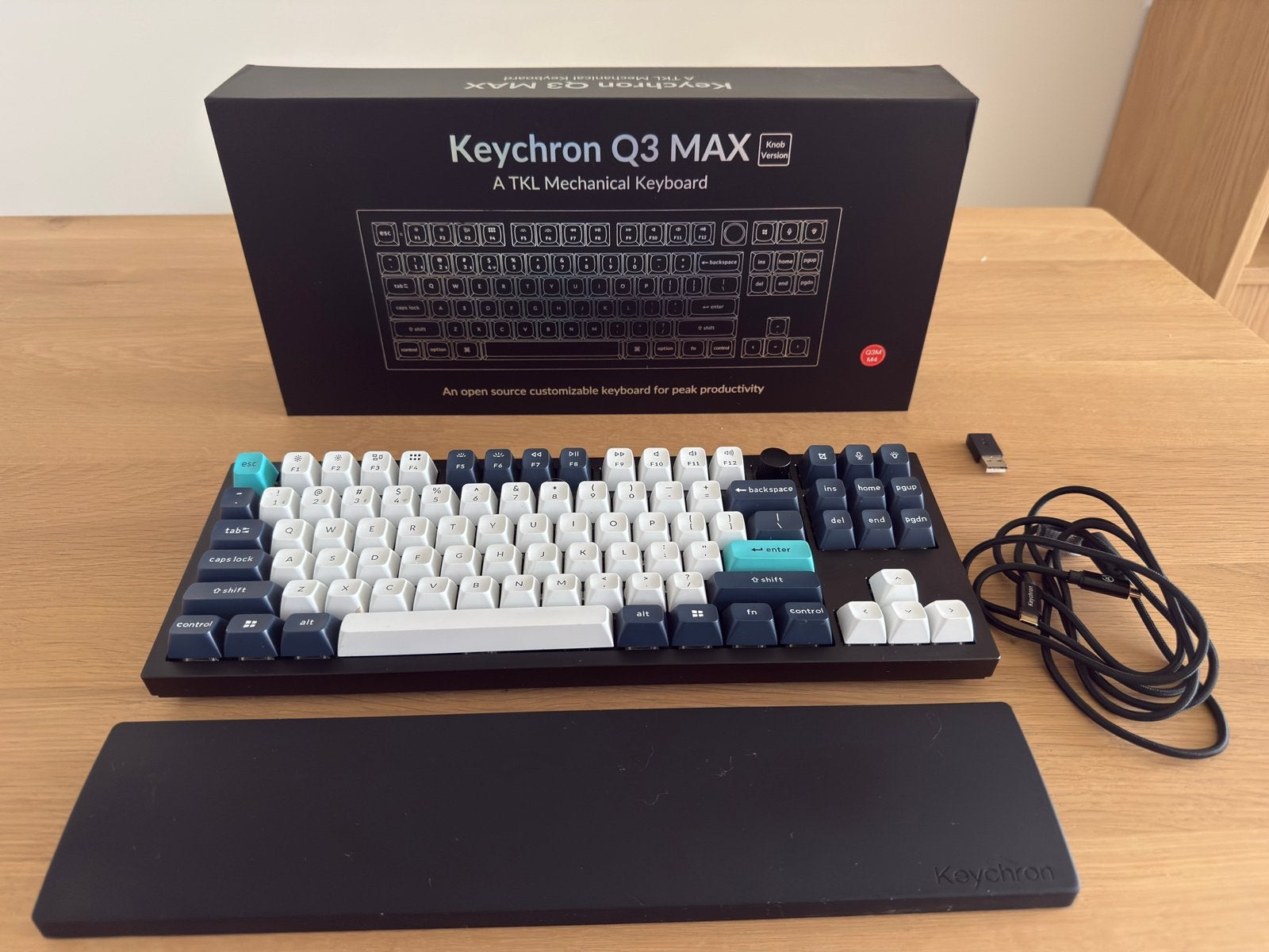 Keychron Q3 Max | aluminium | draadloos | + polssteun & doos, Keychron, Gebruikt, Ophalen of Verzenden, Draadloos