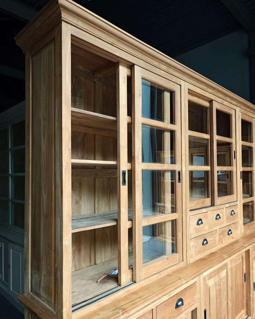Grote teakhouten winkelkast | Xxl buffetkast teak #8589, Gebruikt, -, 200 cm of meer, -