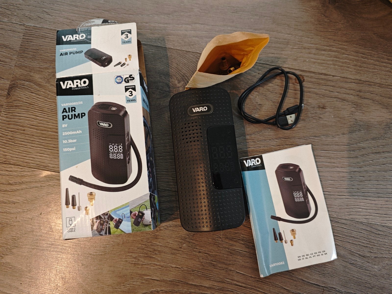 Varo Draagbare Luchtpomp - 10.3 bar, 2500mAh, Minder dan 25 liter, Ophalen of Verzenden, Minder dan 200 liter/min