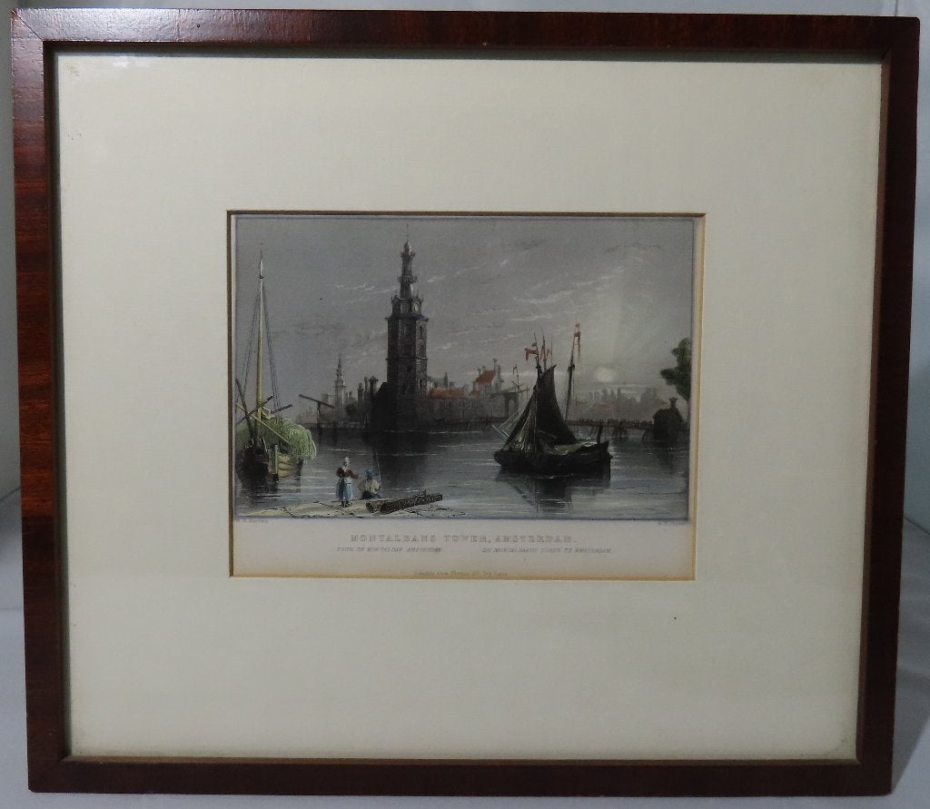 Ets/gravure in lijst, Montalbans Tower A´dam, W.H. Barlett, Antiek en Kunst, Verzenden, Architectuur, Gravure, 24 cm