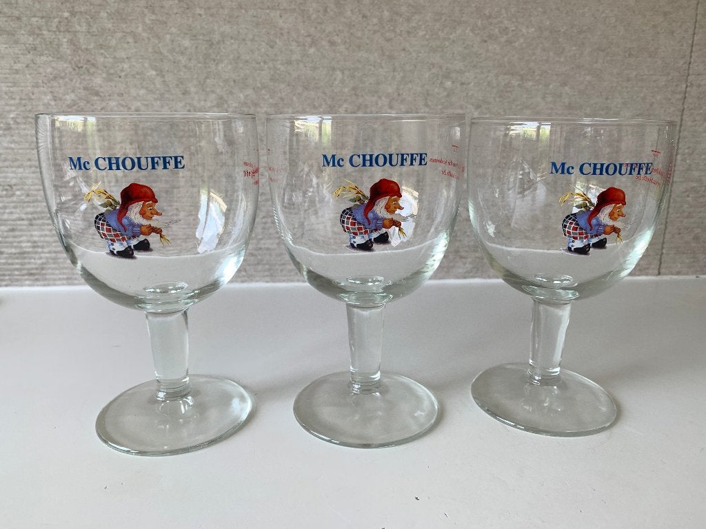 3x MC Chouffe glas The Skotch from the Ardennes glazen, Ophalen, Zo goed als nieuw, Glas of Glazen, Duvel