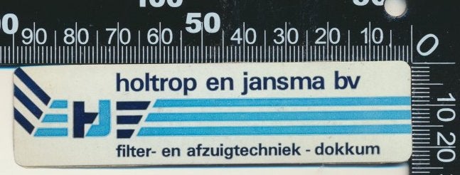 Sticker: Holtrop en Jasma Filter en Afzuigtechniek - Dokkum, Verzamelen, Stickers, Ophalen of Verzenden, Zo goed als nieuw, Bedrijf of Vereniging