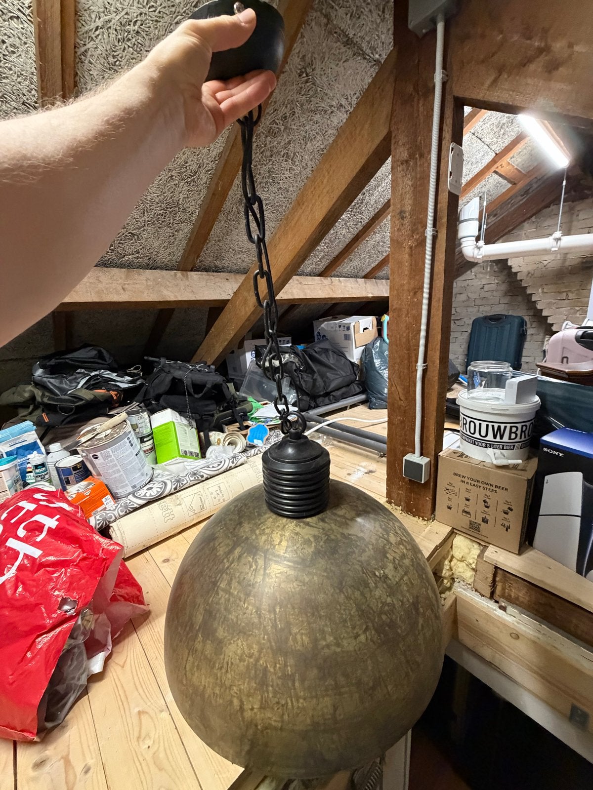 Light and Living hanglamp - Antiek messing look, Ophalen, Gebruikt, Metaal, E27 (groot)
