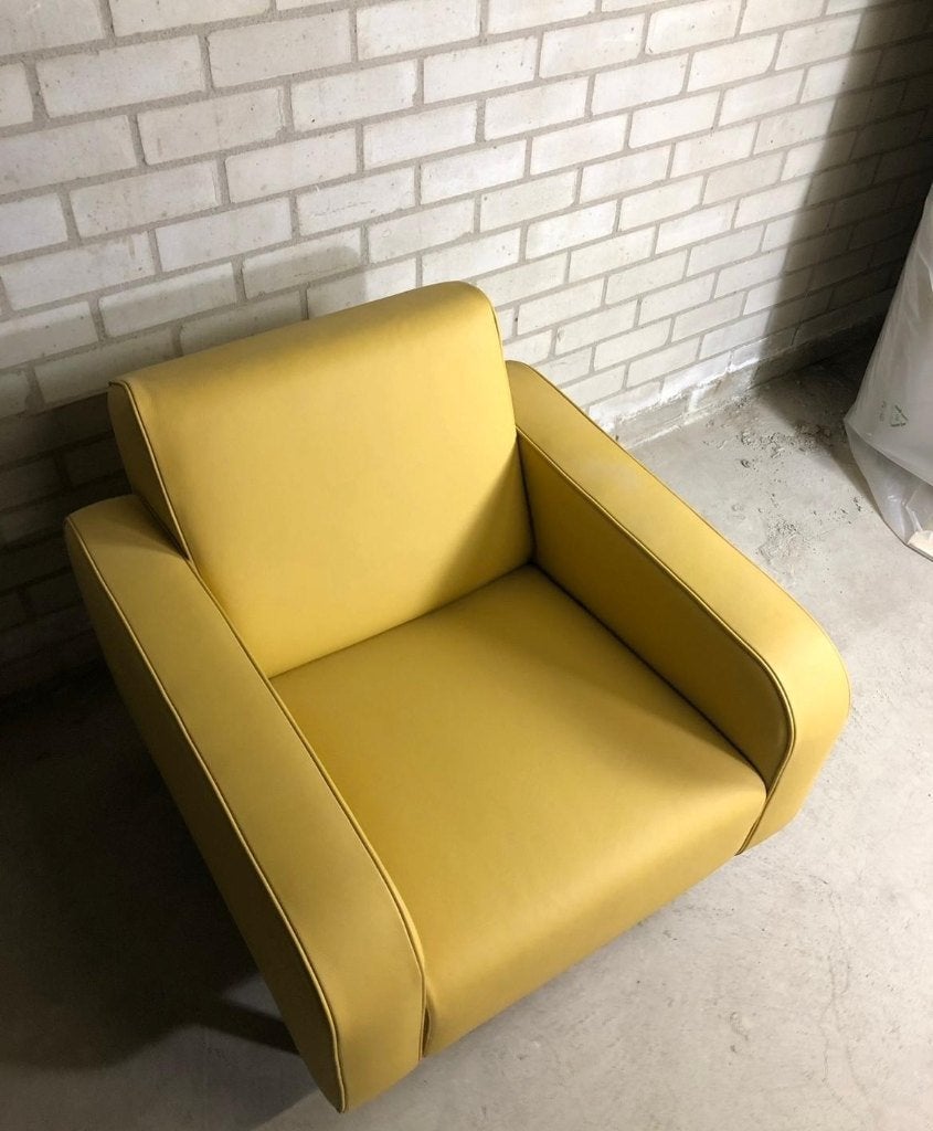 JAME Design Fauteuil | Retro Look | Geel | Nederlands Design, Ophalen, Zo goed als nieuw, 75 tot 100 cm, 50 tot 75 cm