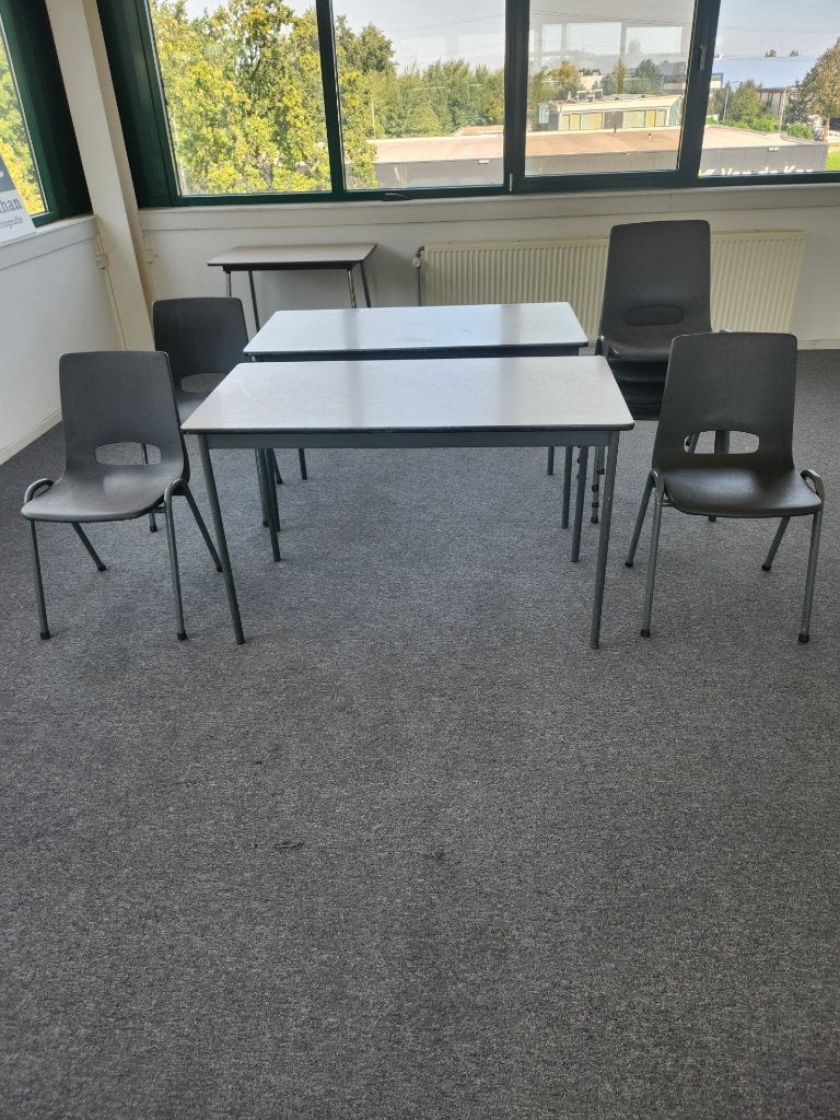 Kantine tafels en stoelen t.e.a.b., Ophalen, Overige houtsoorten, Gebruikt, 200 cm of meer