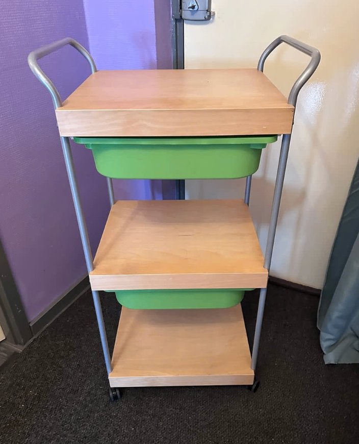 Serveer trolley op wielen met lades, Huis en Inrichting, Kasten | Stellingkasten, Ophalen, Zo goed als nieuw