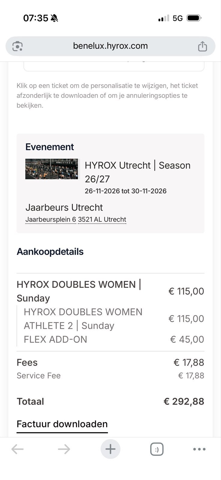 HYROX doubles woman utrecht 2 kaartjes zo 29/11, Tickets en Kaartjes, Twee personen, November