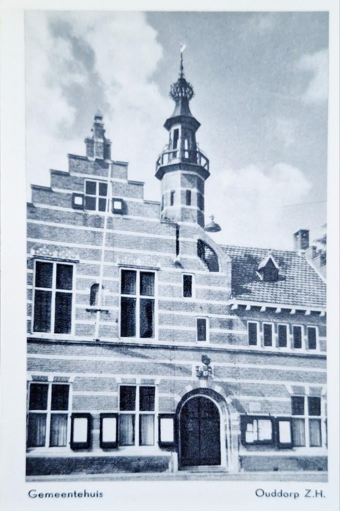 Fotokaart Ouddorp - Gemeentehuis, Ophalen of Verzenden, Ongelopen, Zuid-Holland