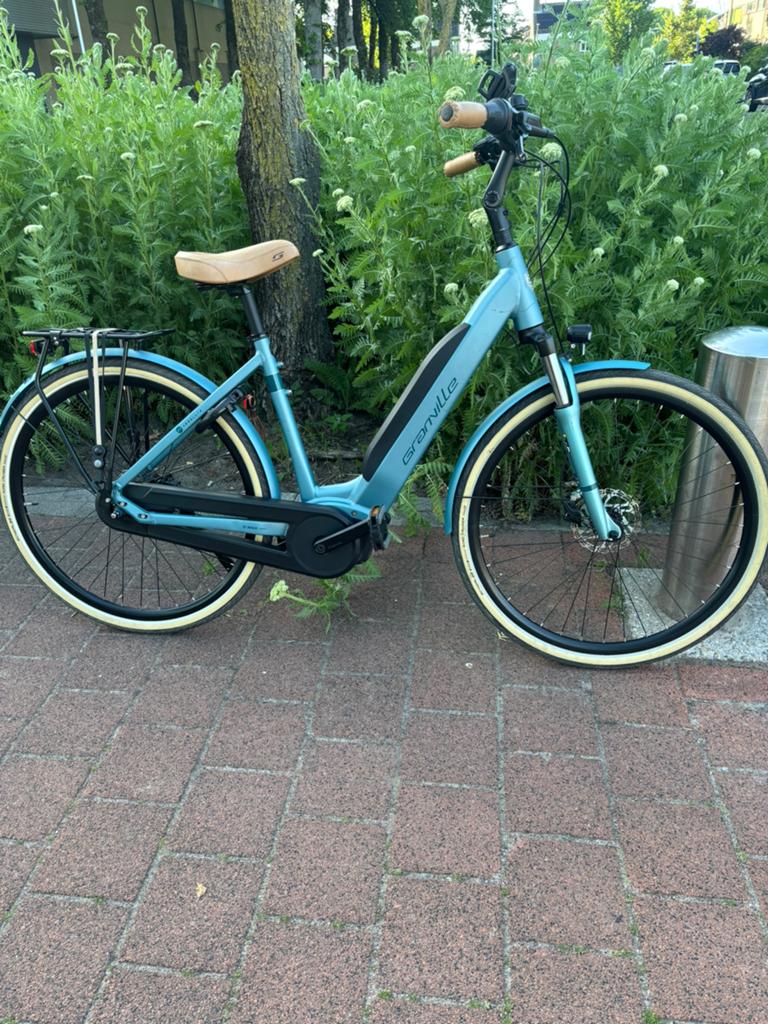 Granville e-bike te koop, kleur bleu/green, maat 50., Zo goed als nieuw, 47 tot 51 cm, 50 km per accu of meer, Ophalen
