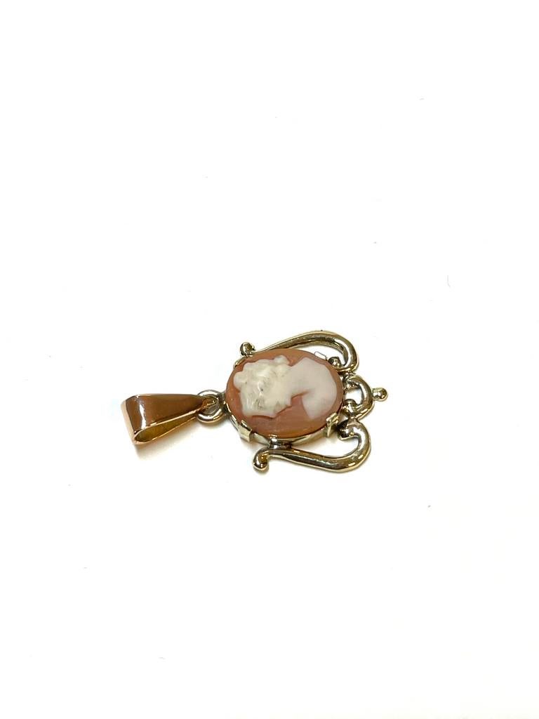14k gouden hanger met een camee, Overige voorstellingen, -, -, Ophalen of Verzenden