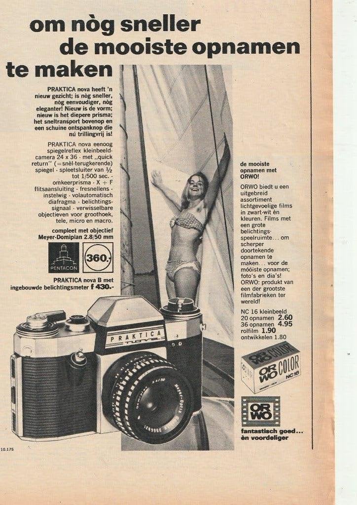 retro reclame 1966 Praktica Nova camera nog sneller, Verzenden, Overige typen