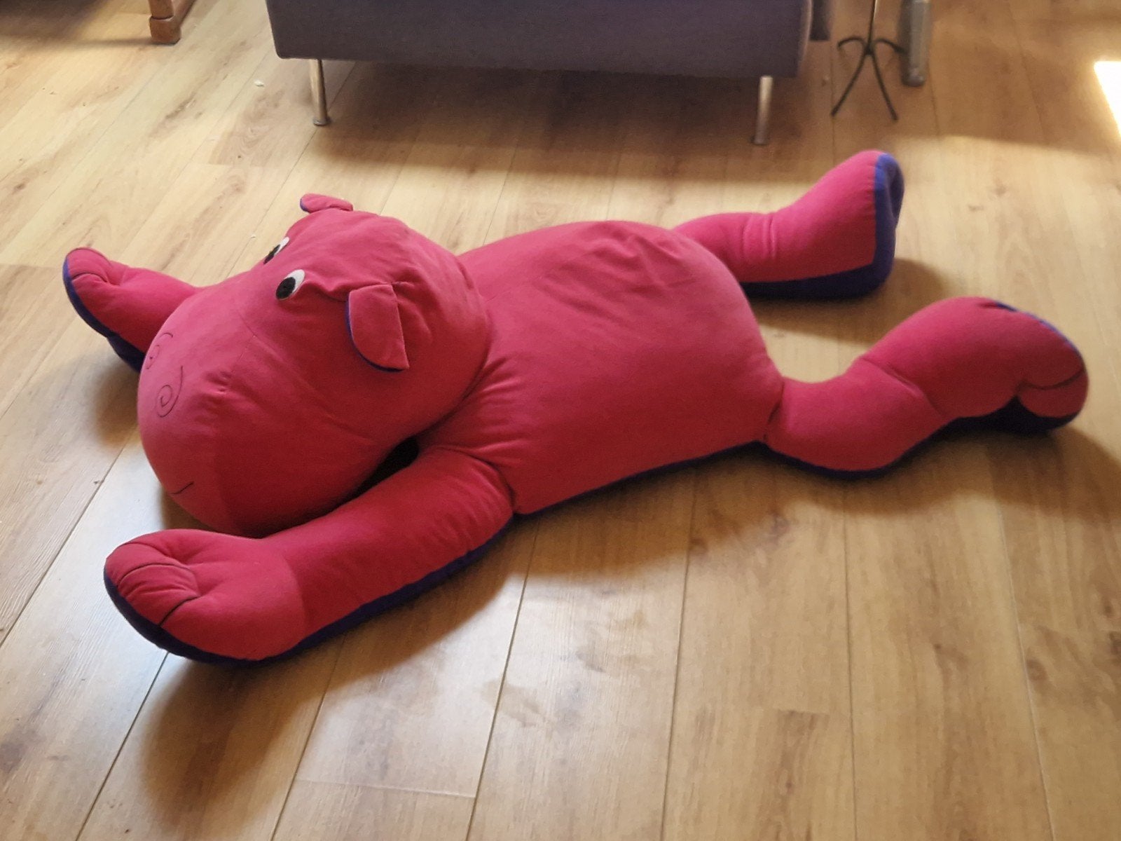 Groot roze nijlpaard knuffel - zitzak, Ophalen, Gebruikt, Overige merken, Overige karakters