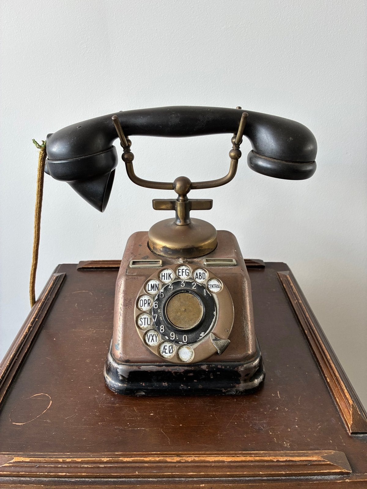 Antieke Deense Telefoon met Draaischijf - Kjøbenhavn Telefon, Antiek en Kunst, Ophalen