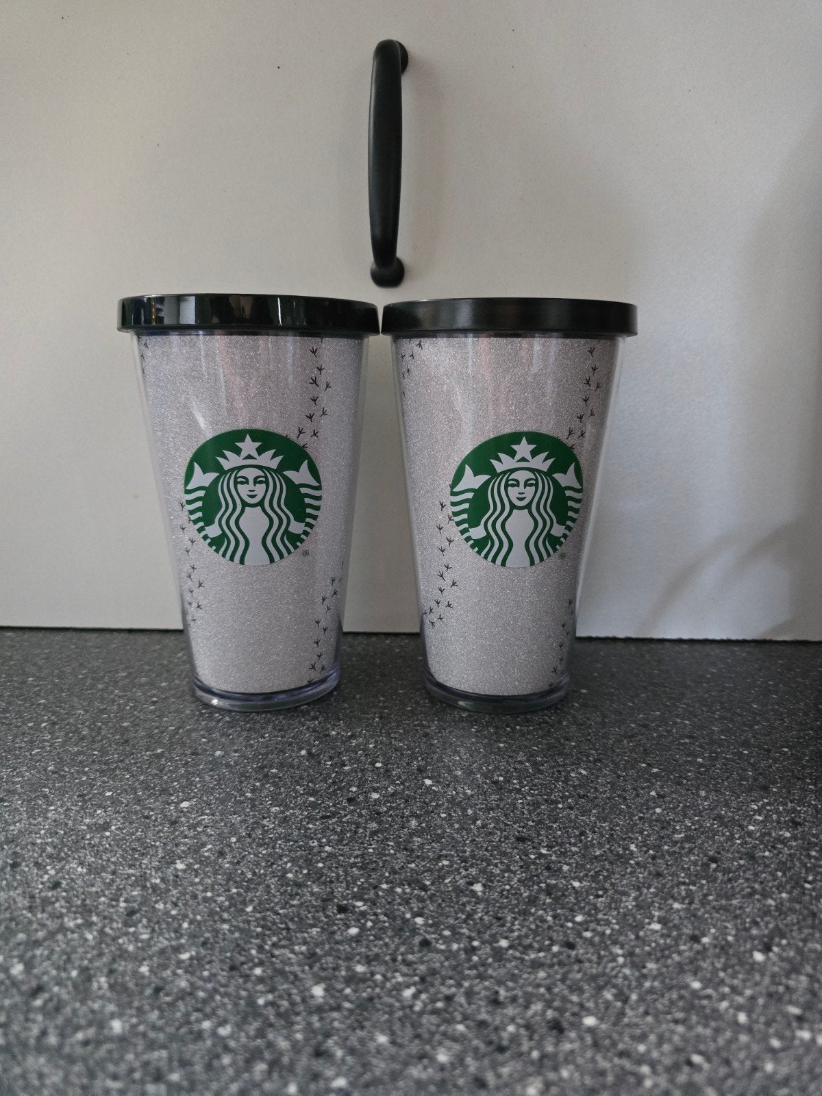 Starbucks glitter tumbler (2 stuks), Kunststof, Zilver, Ophalen of Verzenden, Overige merken