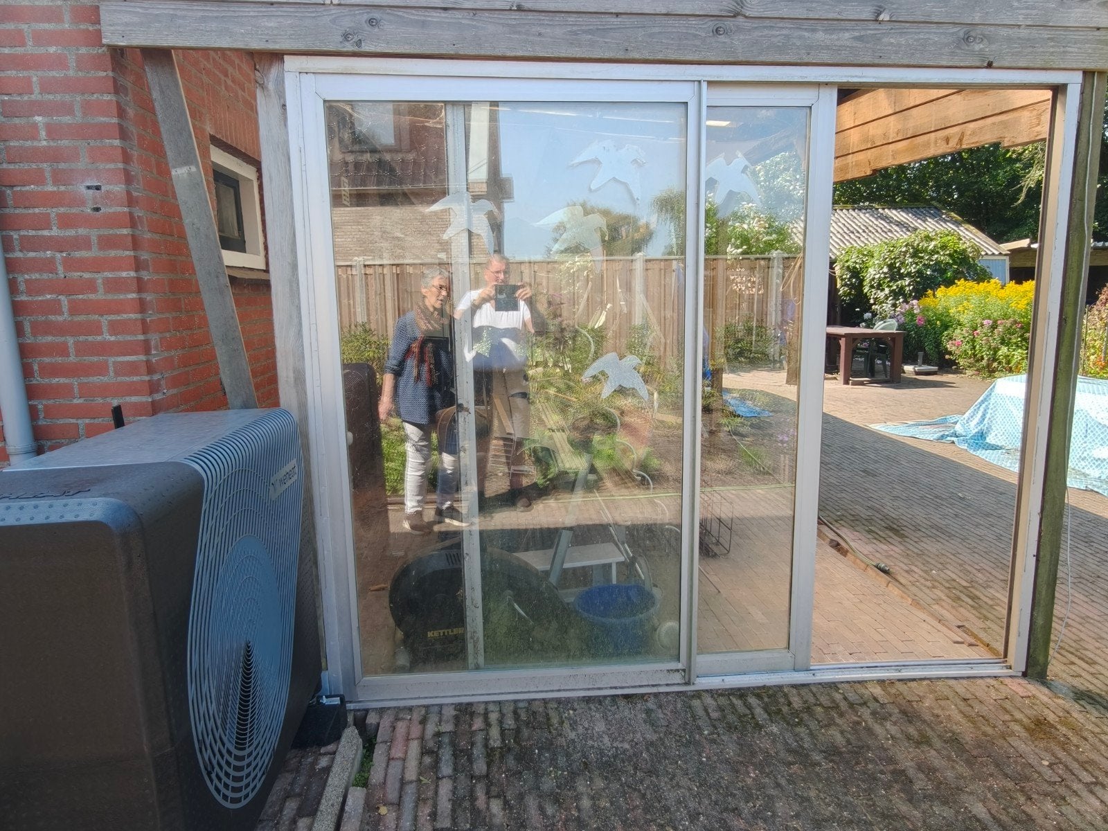 Gebruikte blank aluminium schuifpui met dubbelglas, Ophalen, Gebruikt, Overige typen, 160 cm of meer