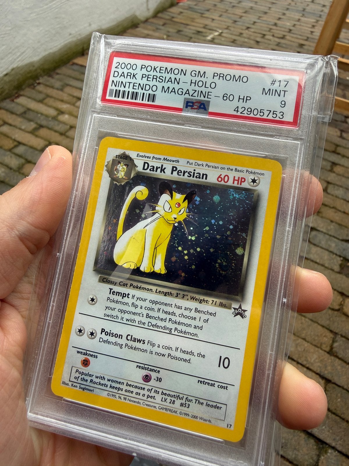 Dark Persian Holo PSA 9 MINT - 2000 GM Promo, Hobby en Vrije tijd, Verzamelkaartspellen | Pokémon, Ophalen of Verzenden, Zo goed als nieuw