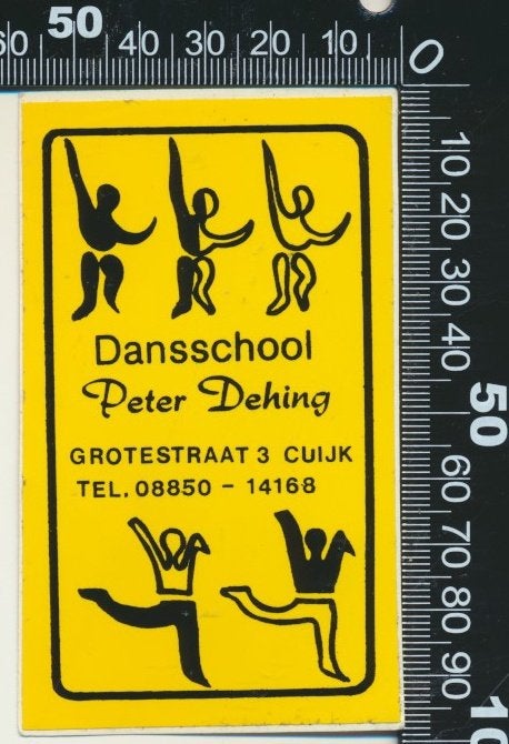 Sticker: Dansschool Peter Dehing - Cuijk, Verzamelen, Ophalen of Verzenden, Zo goed als nieuw, Bedrijf of Vereniging